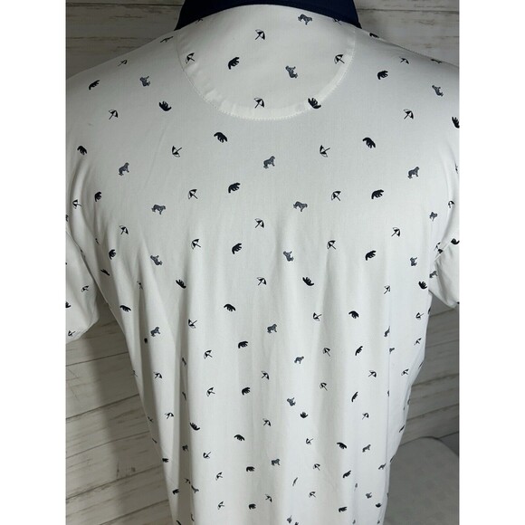 Swannies Polo Golf Shirt Men Size LARGE BEAR TIGER UMBRELLA Print Tennis Stretch - Picture 8 of 12